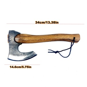Hacha Vikinga Hecha a Mano con Hoja Ancha, Tomahawk <span class=keywords><strong>de</strong></span> Supervivencia para Camping con Mango <span class=keywords><strong>de</strong></span> <span class=keywords><strong>Madera</strong></span>, Herramienta Multifuncional para Exteriores para Partir Leña y Acampar - Product Image 4