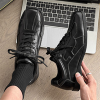 Zapatos Deportivos Clásicos Minimalistas con Cordones de Microfibra, Estilo Retro Moderno, Color Negro Neutro, para Hombre y Mujer