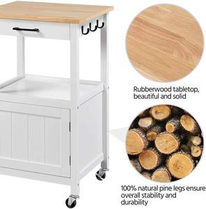 Modern <b>Furniture</b> Wood Kitchen Cabinet Islands Wooden Rolling Storage Kitchen Cart Trolley Island With <b>Wheels</b> - Product Image 5
