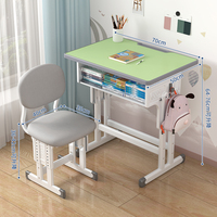 Ensemble Chaise et Bureau Double pour Étudiants, Réglable en Hauteur, Table d'Étude pour Enfants avec Tiroir de Rangement, Mobilier de Classe en Gros