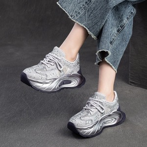 Nuevo estilo de zapatillas deportivas transpirables de malla con brillantes pedrerías, adecuadas para uso casual, versátiles y a la moda, para mujer. - Product Image 3