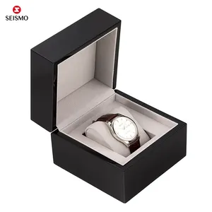 Custom Handgemaakte Luxe Houten Enkel Horloge Doos Hoesjes Gelakt Geschenkverpakking Met Kussen Schuim Invoegen Logo