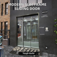 Porte coulissante en alliage d'aluminium et verre trempé, design minimaliste moderne, sur mesure, pour entrée principale extérieure, villa, hôtel