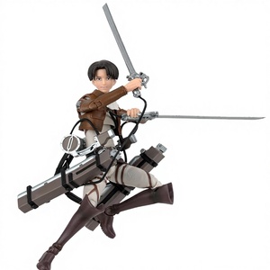 Action Figure <span class=keywords><strong>Anime</strong></span> <span class=keywords><strong>Levi</strong></span> da 6,5 Pollici in PVC con Visi Intercambiabili e Mani e Armi Alternative - Product Image 1