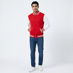 Custom Classic Varsity <b>Jacket</b> Letterman Bomber Style Fleece Baseball Team High School Uniform Stand Collar Front Logo - Product Image 1