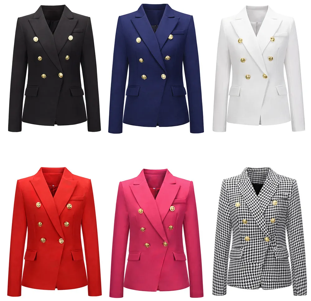 Blazer feminino elegante de escritório, com estampa solta de um botão, xadrez casual fitness, 1 peça de poliéster, ideal para escritório e negócios, 2021