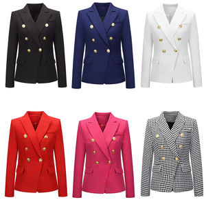 2024 mujeres oficina de negocios elegante sólido trajes Fitness casual suelto un botón cuadros estampado Blazers trajes mujeres - Product Image 1