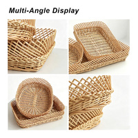 Panier en Rotin Naturel Rectangulaire 40x30x8cm avec Bord Dentelé pour Supermarché Boulangerie Pain Fruits Plateau Artisanal