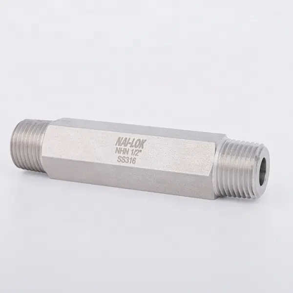 NAI-LOK SS316 Instrument Gas Pipeline Connector 1/2 Inch Male NPT Thread Pipe Fittings Hex Long Nipple