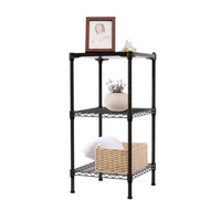 Table d'appoint carrée DIY à 3 niveaux avec étagères en fil métallique et plateau en MDF, meuble de rangement d'angle étroit pour petits espaces
