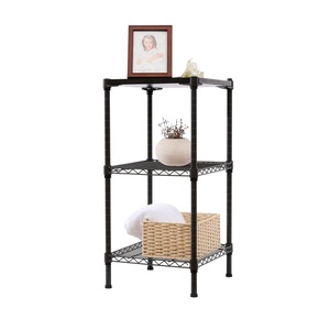 Table d'appoint carrée DIY à 3 niveaux avec étagères en fil métallique et plateau en MDF, meuble de <span class=keywords><strong>rangement</strong></span> d'angle étroit pour petits espaces - Product Image 2