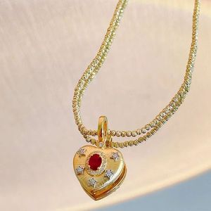 Xinfly Diy18k - Colgante de Oro Real de 18 Quilates con Rubí Natural de 0,25 Quilates y Diamante de 0,06 Quilates, Diseño de Corazón Grande, Nuevo Charm para la Creación de Joyas - Product Image 3