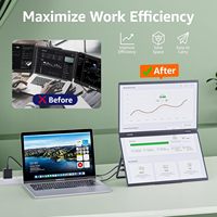 Moniteur portable 15,6 pouces 1080P FHD IPS 60Hz /USB-C triple écran avec haut-parleur, support VESA et béquille pour