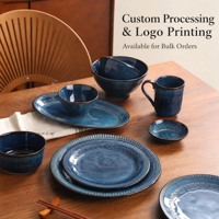 Vajilla de Cerámica de Gres Porcelánico Moldeado con Esmalte Reactivo, Platos, Tazones, Tazas Retro para Importadores y Minoristas