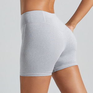 Eo cao đàn hồi eo thể thao quần short rắn đào hip thể dục yoga quần XL hoạt động phòng tập thể dục Quần short không có dòng bối rối tương phản - Product Image 3