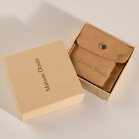 Petite Boîte à Bijoux Carrée en Velours Personnalisée avec Logo, Tiroir en Carton pour Bagues, Pochette pour Colliers et Boucles d'Oreilles, Emballage Cadeau