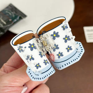 DOWELL francés taza de té acrílico pinza para el cabello cuadrado uso diario decoración niñas Europeo Americano plástico accesorio para el cabello regalo - Product Image 4