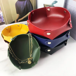 Plateau organisateur de balcon en cuir PU écologique, personnalisable avec logo, support minimaliste pour bijoux, clés, petits objets, à un seul niveau, portable - Product Image 3