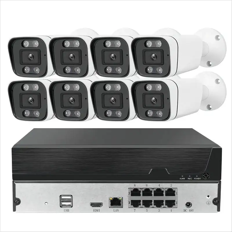 Tuya kablolu 1440P güvenlik IP USB arayüzü kapalı açık kişi araç algılama 4K 8CH NVR 5MP 8CH PoE güvenlik kamera sistemi