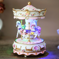 Boîte à musique carrousel cheval rotatif en résine faite à la main, écologique, cadeau pour bébé, anniversaire, pour petite amie