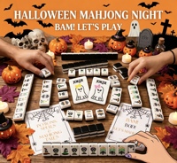 Tuiles de Mahjong Américaines de Luxe en Acrylique, Design Crâne de Vampire Effrayant pour Halloween, 160 Pièces, Idéales pour les Fêtes et les Voyages