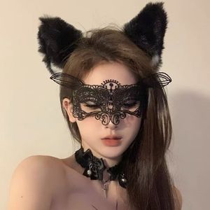 Máscara de Encaje Negro con Forma de Murciélago, Media Máscara Facial para Halloween, Disfraces, Cosplay, Fiestas, Accesorio de Disfraz para Mujer - Product Image 4
