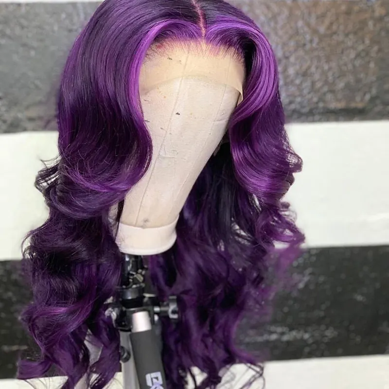 Perruque loose wave wig brésilienne remy violette — ali queen, cheveux naturels vierges, ne s'emmêlent pas, 100 cheveux humains, tissage suisse, lace front wig, bon marché, 10a