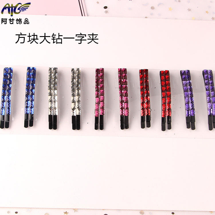 Pinza de pelo grande de diamante cuadrado