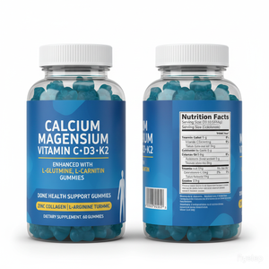 Calcium Magnesium <span class=keywords><strong>Vitamin</strong></span> C D3 K2 Gummibärchen <span class=keywords><strong>L</strong></span>-Glutamin <span class=keywords><strong>L</strong></span>-Carnitin 60 Stück Knochengesundheitsunterstützung für Frauen 2 Stück pro Portion OEM/ODM - Product Image 1