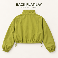 Veste coupe-vent personnalisée pour femme, col montant, fermeture éclair intégrale, manches raglan, coupe ample et courte, idéale pour les activités quotidiennes en extérieur
