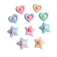 Nouvelles breloques en résine à double couche en forme de cœur et d'étoile, couleur macaron, pour coques de téléphone, pinces à cheveux et fabrication de bijoux