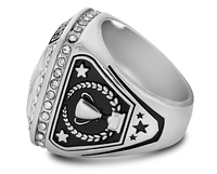 Bagues de champion de football fantaisie personnalisées en argent, style trophée, avec design 3D, faible MOQ