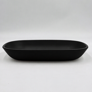 Plat ovale en mélamine noir mat de 10 pouces x 7,5 pouces, en forme de <span class=keywords><strong>bateau</strong></span> large, pour tapas, apéritifs et accompagnements - Product Image 5