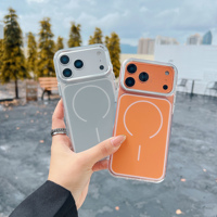 Coques de téléphone transparentes de couleur originale, protection antichoc de l'appareil photo, coque de téléphone magnétique en acrylique pour iPhone 15 16 17 ProMax/Air