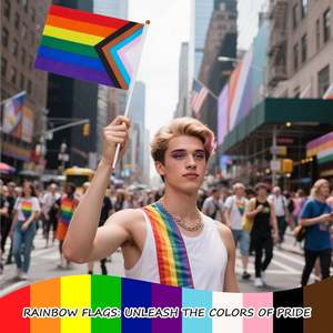 Bandera del Orgullo LGBT de Poliéster de una Sola Cara con Asta de Plástico Resistente a la Decoloración y al Desgarro - Product Image 4