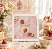 Kit de Peinture Perle 5D DIY Tasse à Café Latte Marguerite Blanche Mosaïque de Perles de Forme Spéciale Toile Encadrée Décoration de Table de Cuisine