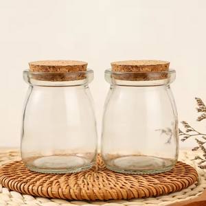 <span class=keywords><strong>Pot</strong></span> en verre transparent personnalisé de 100 ml, 150 ml, 200 ml avec couvercle en liège naturel pour yaourt, pouding, lait, gelée, miel, conteneur de stockage alimentaire - Product Image 3