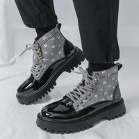 Bottines Western Grande Taille (Semelle Légère, Semelle Épaisse, Lacets, Semelle Extérieure en Caoutchouc) Chaussures Décontractées Tendance Toutes Saisons Homme