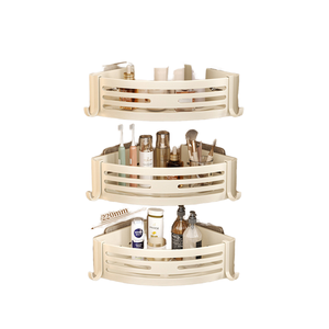 Étagère murale triangulaire en aluminium blanc crème, sans perçage, <span class=keywords><strong>pour</strong></span> rangement de toilettes et articles de <span class=keywords><strong>toilette</strong></span>, idéale <span class=keywords><strong>pour</strong></span> la maison, l'hôtel et la salle de bain. - Product Image 3