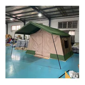 Outdoor Stalen Paalframe Dubbel Polyester Katoen Cover Tent Waterdichte Safari Tenten Voor Kamperen