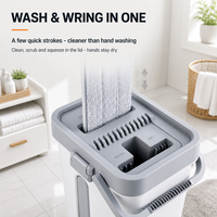 Ensemble serpillière plate et seau de nettoyage de sols humides et secs 360° en microfibre, haute qualité, pour usage domestique, fourni par l'usine