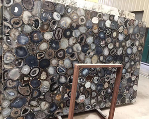 Von hinten beleuchteter Brazil Semi Precious Stone Polierte <span class=keywords><strong>Nebbia</strong></span> Grey Achat platten für Tischplatten - Product Image 5