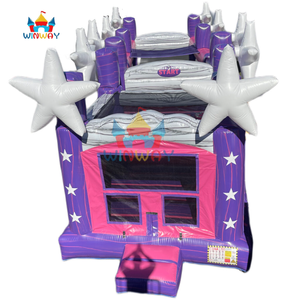 Parcours d'obstacles gonflable et château gonflable Star - Aire de jeux interactive pour enfants, violet et rose, pour les fêtes, les événements et les jeux en plein air - Product Image 3