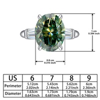 Bague en argent plaqué or 18 carats de haute qualité S925, moissanite ovale vert foncé 3 carats, certificat GRA, sertissage pavé, minimaliste et élégante