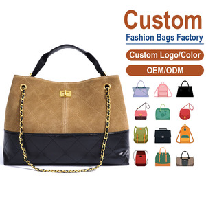 Sac à bandoulière en cuir suédé véritable avec sangle chaîne matelassée et fermoir à verrou, polyvalent pour un usage quotidien, personnalisation du logo prise en charge - Product Image 1