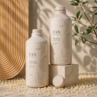 Botol Kertas Tebu Biodegradable YAN Packaging Luxury Big Round 1000 ml untuk Sampo, Kosmetik, dan Deterjen Cuci