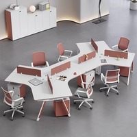 Poste de travail modulaire en MDF à 120 degrés, cloison de bureau en pentagone, pour 10 personnes, mobilier de bureau commercial, vente en gros, fabrication OEM
