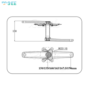 SeeMore ODM/OEM Pédalier de vélo en carbone avec capteur de puissance, bras de pédalier en aluminium 4 bras 110BCD, axe de 29 mm, bras de pédalier ultra-légers 48-35T - Product Image 5
