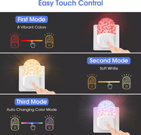 Lampu malam LED Sensor cahaya, colokan gelembung akrilik 3000 W Mode dinamis suhu putih hangat 0.5 K warna RGB