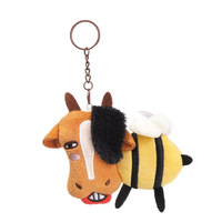Jolie figurine en peluche polyester Taureau et Abeille avec rembourrage en coton PP, porte-clés amusant pour sac, cadeau d'anniversaire pour filles